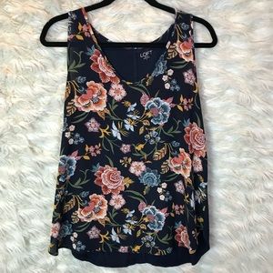 LOFT Black and Floral print Tank size M
